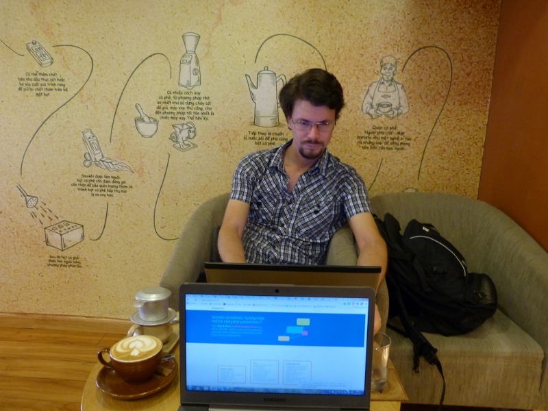 Working in a cafe, Ho Chi Minh City