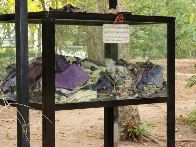 Choeung Ek display of clothes